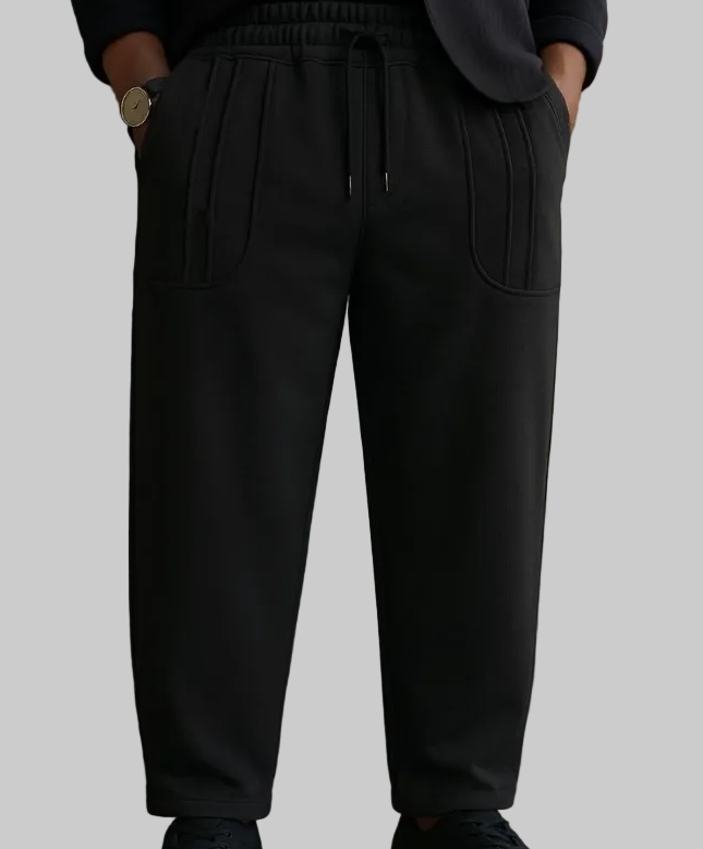 POCKET STRIPE BAGGY TROUSER (Black)