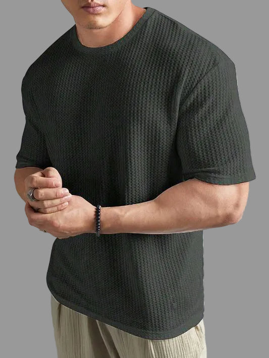 CHARCOAL - Waffle Knit -DROP SHOULDER