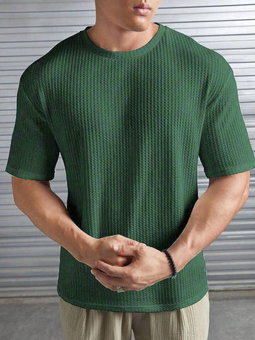 GREEN- Waffle Knit -DROP SHOULDER