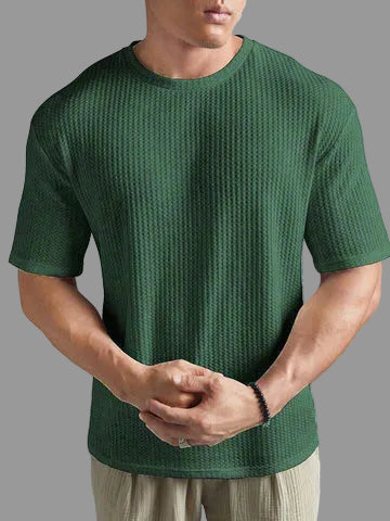 GREEN- Waffle Knit -DROP SHOULDER