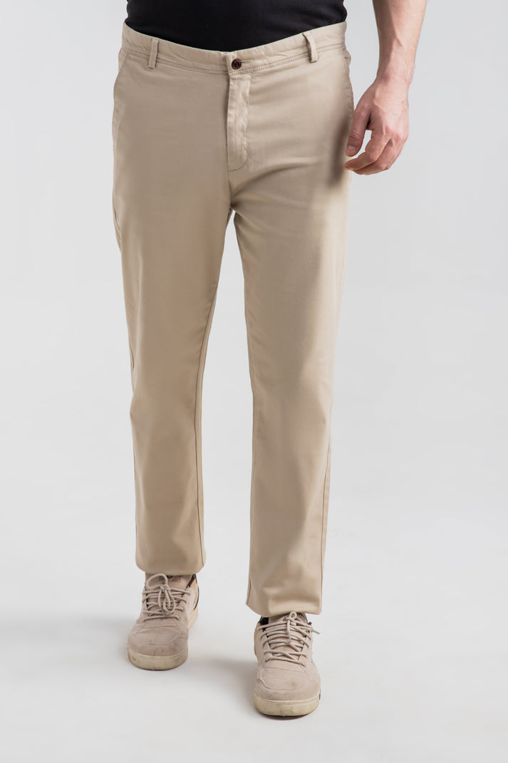 Beige Smart Fit Cotton Chino