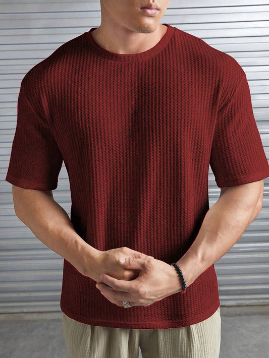 RED- Waffle Knit -DROP SHOULDER