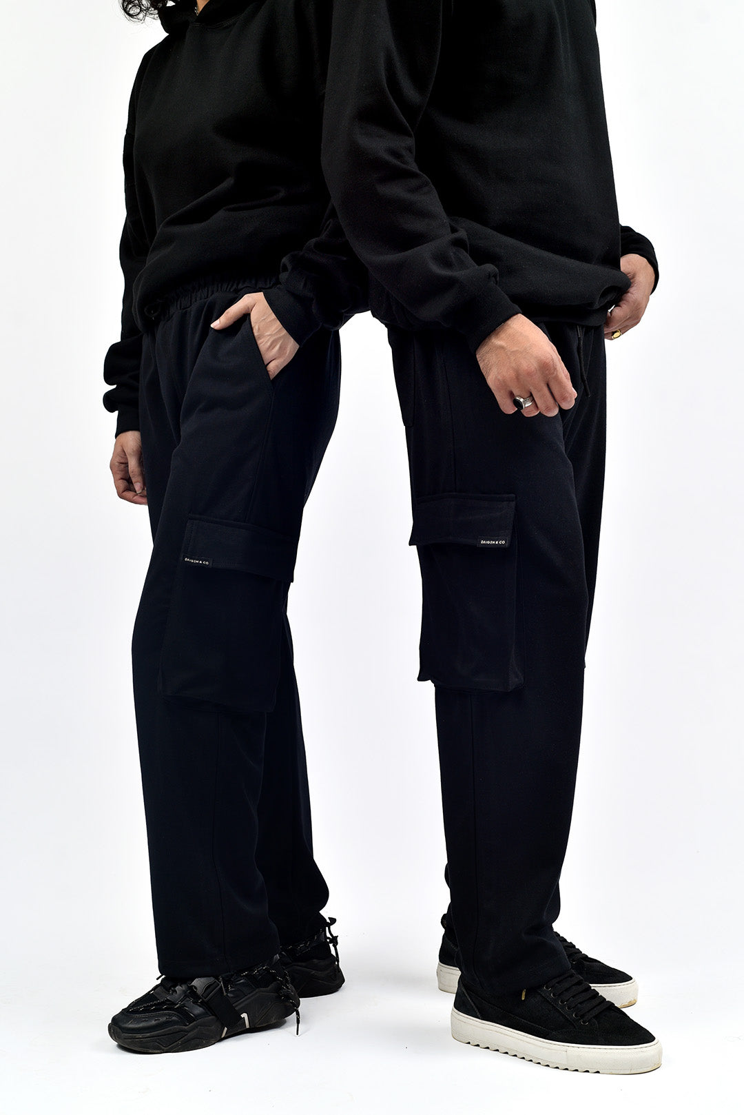 Black Interlock Cargo Trowser