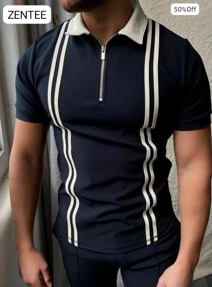 Stripted Zipper polos