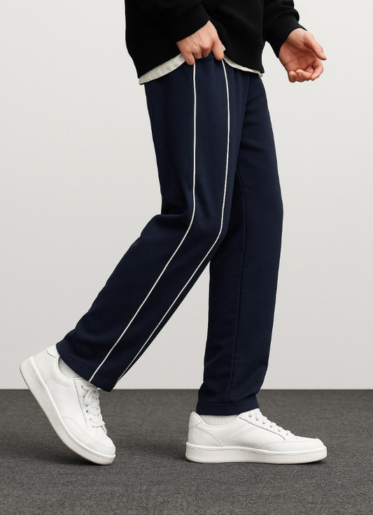 Side Stripe Wide Leg Trouser - Neavy Blue