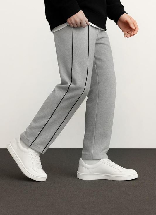Side Stripe Wide Leg Trouser - Gray