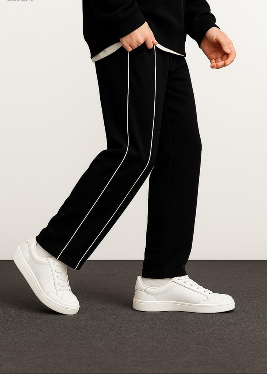 Side Stripe Wide Leg Trouser - Black