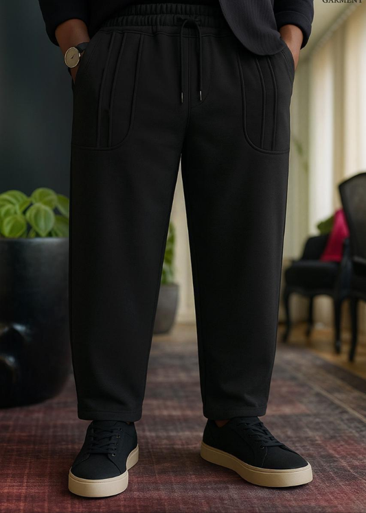 POCKET STRIPE BAGGY TROUSER (Black)