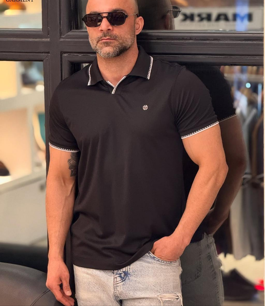 Premium Polo - Black V neck