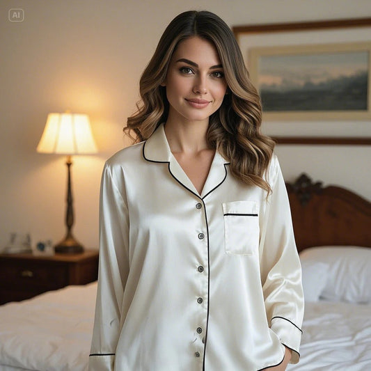 Silk Night Suit -White