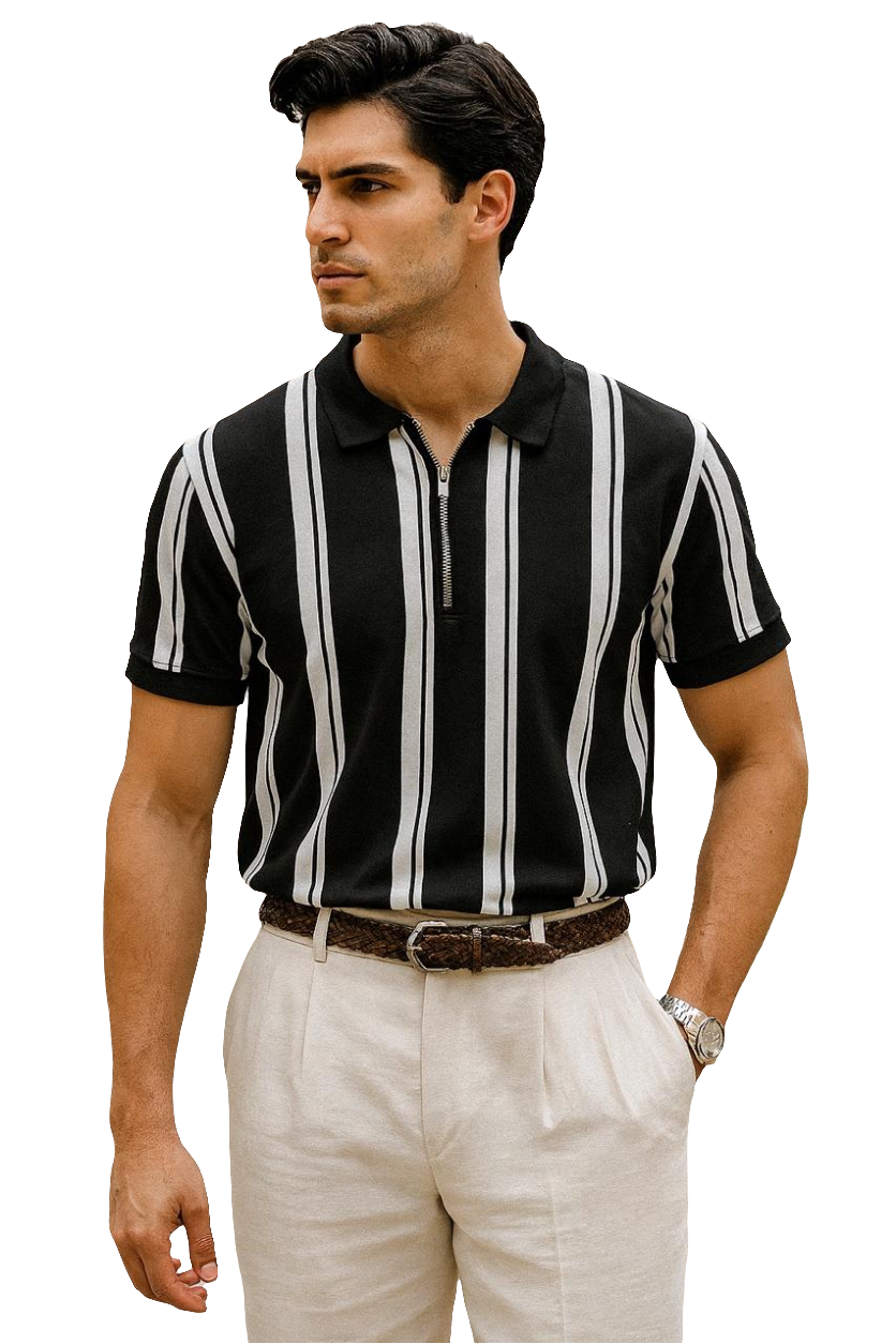 Lining Printed Zipper T-Shirt