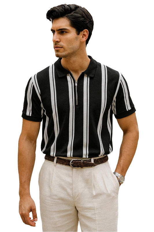 Lining Printed Zipper T-Shirt