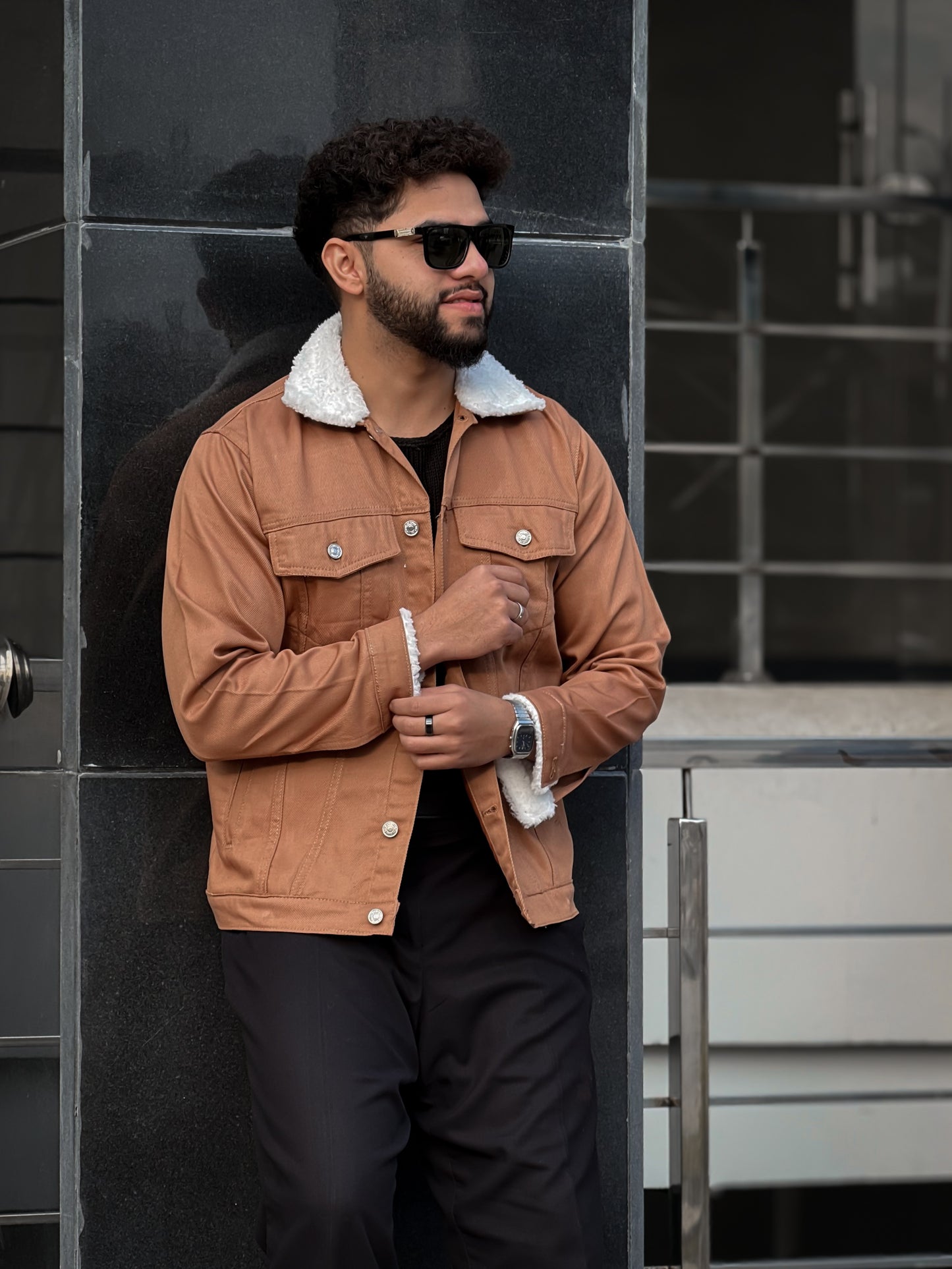 Frost Collar Mustard Denim Jacket - Unisex