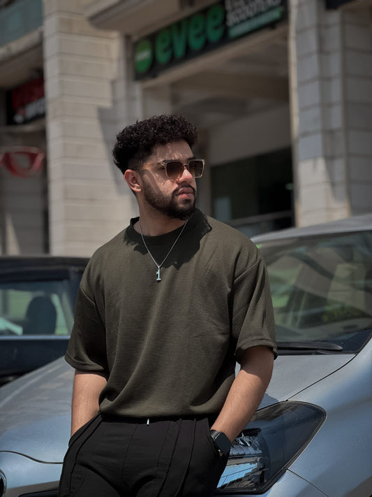 Green - Waffle Knit Drop shoulder