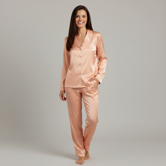 Silk Night Suit -Peach