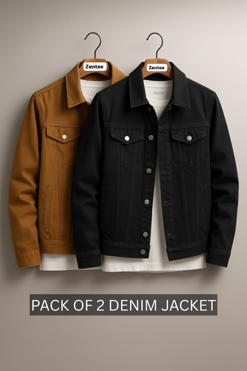 Pack of 2 denim Jackets unisex Black / Mustard