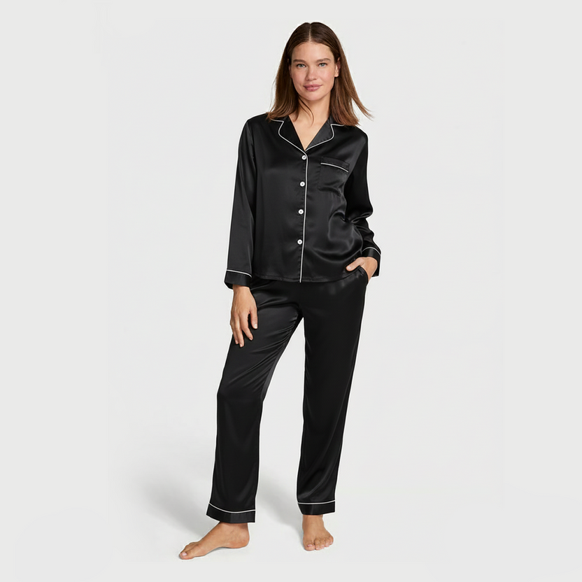 Silk Night Suit - Black