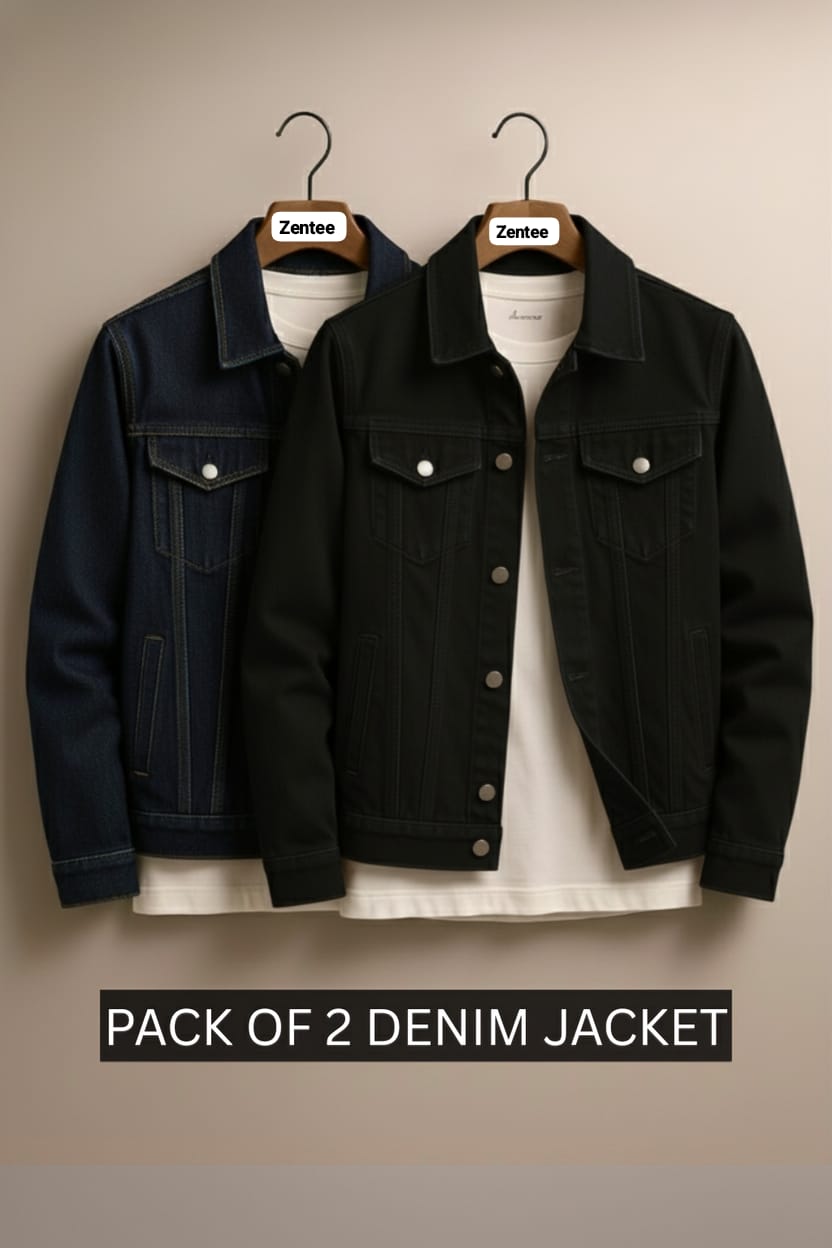Pack of 2 denim Jackets unisex Black / Blue
