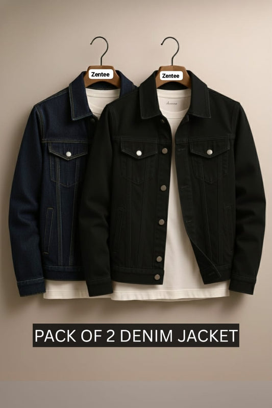 Pack of 2 denim Jackets unisex Black / Blue