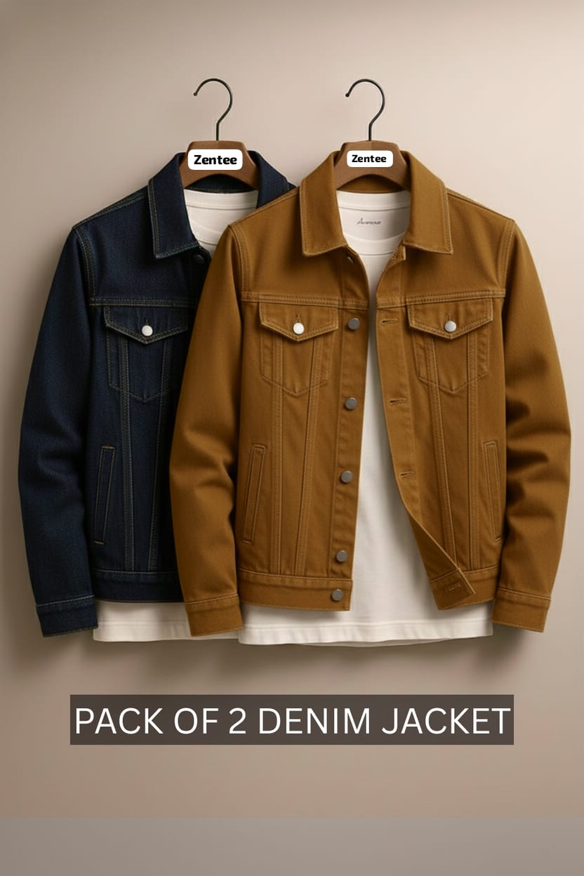 Pack of 2 denim Jackets unisex Neavy Blue / Mustard