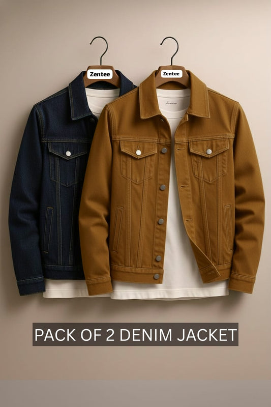 Pack of 2 denim Jackets unisex Neavy Blue / Mustard