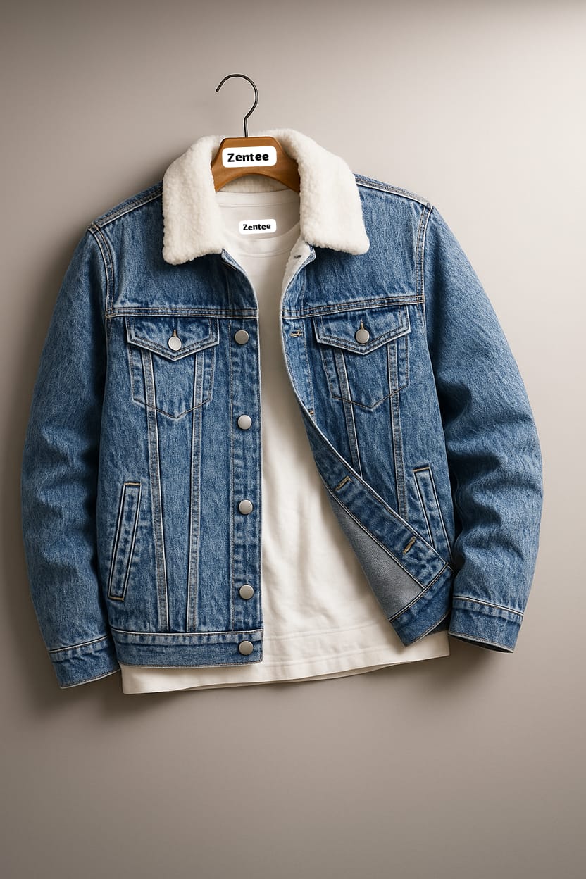 Frost Collar Mid Blue Denim Jacket - Unisex